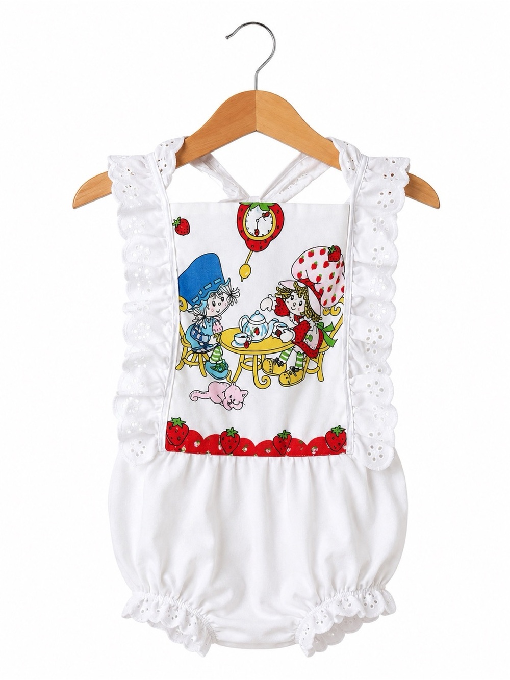 Handmade Strawberry Shortcake Romper 12-18M Baby Girl Ruffle Lace Small Shop